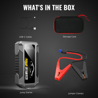 Démarreur portable à super condensateur 4000A pour voiture et camion, booster de batterie avec écran LCD, charge rapide, courant de crête 5000A, lumière LED, alimentation