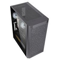 Kabinet pc strip ARGB efektif, casing gaming komputer pendingin, casing ABS plastik atx