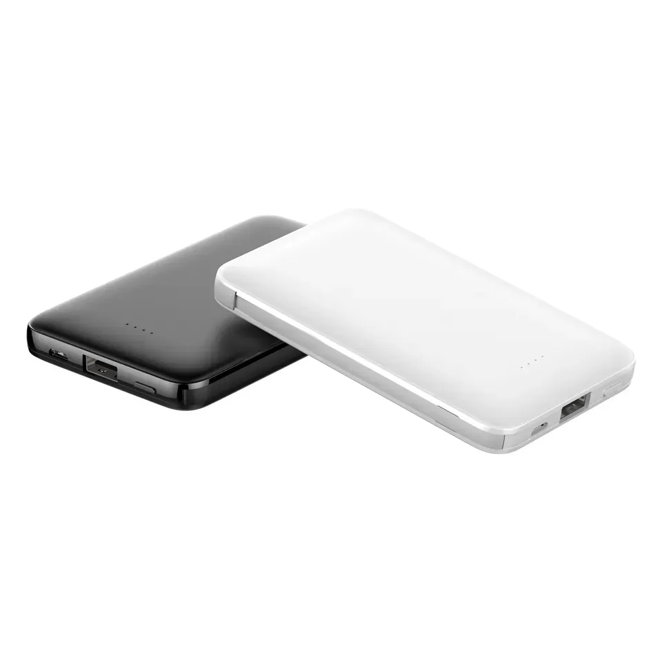 Cargador portátil Paquetes de baterías externas de 5000mAh Banco de energía ultra delgado con cables incorporados duales Cargador de teléfono portátil