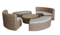Outdoor Rattan Möbel Schnitt runde Mondform Sofa Set kommerzielle Möbel