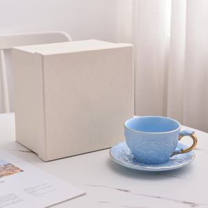 Tazas de Café de Porcelana de Diseño Único y Platillo con Diseño de Mariposa, Taza de Espresso de Cerámica, Juego de Tazas de Café Capuchino - Product Image 5
