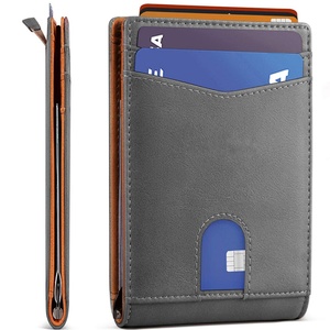 Hot Sale Front Pocket <b>Wallets</b> <b>RFID</b> <b>Blocking</b> Minimalist Slim Leather Money Clip <b>Wallet</b> for Men - Product Image 1