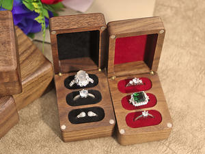 Luxurious Walnut Wood Three-Slot Ring <strong>Bracelet</strong> Storage <strong>Box</strong> Chamfered Black Square Magnetic Closure Gift Packaging 100 Pcs - Product Image 6