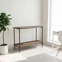 Table basse console ovale en bois robuste à deux étagères pour salon - Prix de gros