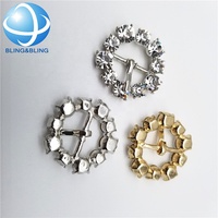 Boucle réglable en alliage de cristal avec strass en gros pour chaussures, ceintures et bijoux