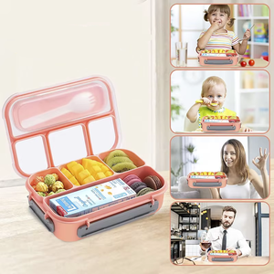 Máy rửa chén & lò vi sóng an toàn cấp thực phẩm lưu trữ <span class=keywords><strong>container</strong></span> bốn ngăn nhựa Hộp Ăn Trưa cho trẻ em - Product Image 6