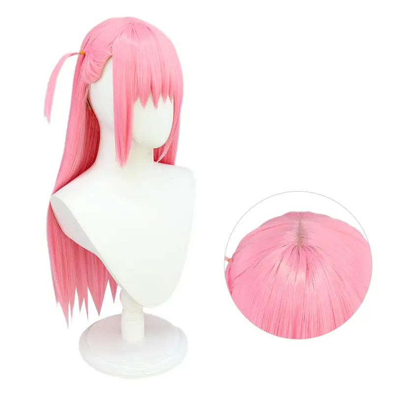 Rosa amarelo vermelho anime peruca cabelo fibra resistente ao calor Halloween festa peruca traje para meninas mulheres