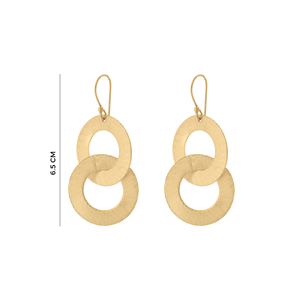 ต่างหู Aurum Eclipse แบบวงกลมคู่ ดีไซน์วงแหวนเชื่อมต่อกัน สีทองด้านแบบขัดเงา เครื่องประดับทันสมัยสำหรับผู้หญิง - Product Image 6