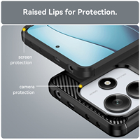 Pour étui Redmi Note 14 5G, couverture de téléphone portable en TPU souple antichoc en ligne brossée à texture en fibre de carbone noire pour Redmi Note 14 Pro +