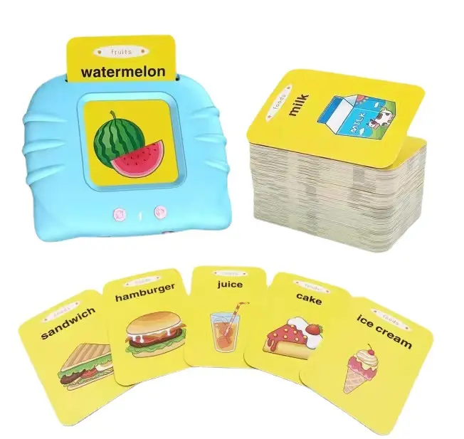 Kids preschool children toddler English sight words audible flash card talking toys card reading machine