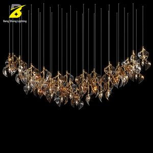 Lustre en verre soufflé artistique en forme de bambou, grand luminaire suspendu pour plafond haut, idéal pour les projets hôteliers - Product Image 2