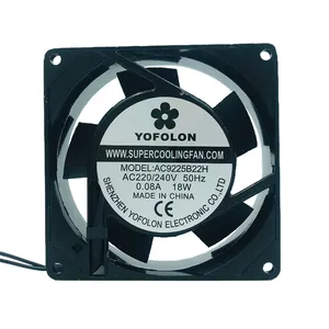 Yofolon High Quality Ac Brushless Cooling Fan 9225 220V Die-Cast Aluminum Housing Ball Bearing Low Noise Axial Ac Cooling Fan