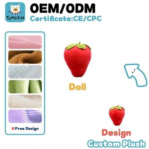 Plante en peluche fraise personnalisée par le fabricant, jouet en peluche fruit rouge pour enfants, coussin décoratif fait main, peluches pour filles, OEM - Product Image 1