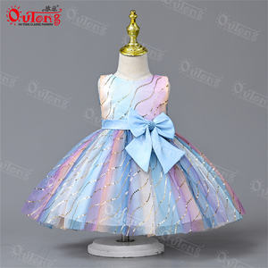 Yoliyolei-falda blanca y azul <span class=keywords><strong>para</strong></span> niñas, <span class=keywords><strong>vestido</strong></span> de baile, tutú estampado, vestidos de princesa de boda - Product Image 3