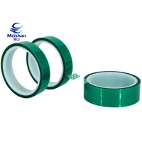 Ruban isolant haute température Meishan Green PET, protecteur acrylique simple pour scellage de sacs, galvanoplastie, peinture, masquage industriel