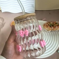 Résistant à la chaleur mignon haute Borosilicate réutilisable lait créatif usage domestique bureau café tasse en verre avec couvercle en paille