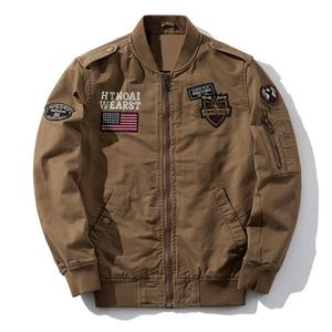 Chaqueta Bomber de <span class=keywords><strong>Hombre</strong></span> con Cremallera y Bordado de la Fuerza Aérea No.<span class=keywords><strong>1</strong></span>, Estilo Urbano, para Primavera y Otoño, Tallas Grandes, para Exteriores - Product Image 1