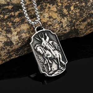 Yunnique – collier avec pendentif cheval de guerre Viking en acier inoxydable pour hommes, style Hip Hop, bijoux de mode en forme d'animal - Product Image 2
