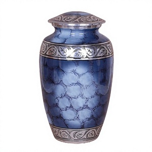 Black Cremation <b>Urn</b> with Fishing Silhouette Design for Adult Ashes Storage Container Decorative <b>Large</b> Aluminium <b>Urn</b> With Lid - Product Image 2