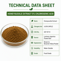 Extrait de fleur de chèvrefeuille en vrac de l'usine LCHBIO, 5% d'acide chlorogénique, HPLC, CAS 327-97-9, qualité cosmétique, extrait supercritique au CO2