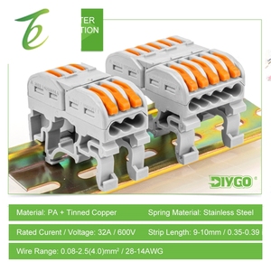 ขั้วต่อสายไฟแบบพุชอินราง DIN, ขั้วต่อสายไฟ<span class=keywords><strong>3</strong></span>/5Pin ตัวนำขนาดกะทัดรัดอเนกประสงค์ - Product Image 3