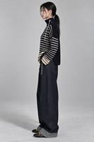Pull en tricot à col roulé rayé personnalisé pour femmes, noir et blanc, manches longues, pour l'automne et l'hiver