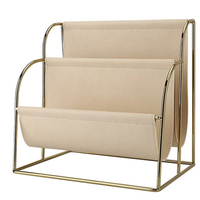 Porte-revues de luxe en métal doré avec organiseur de bureau moderne en cuir PU pour le bureau et la maison, support de rangement pour journaux