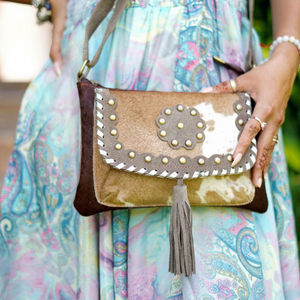 Hair on Hide Leather Handbag Unique Style Bohemian Sling Purse Multi Purpose Women Sling Purse Cross body Sling Purse - Product Image 1