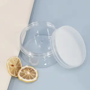 Boîte transparente en plastique PET pour emballage alimentaire bocaux en plastique à large bouche avec couvercles
