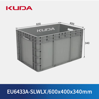 Caisse logistique en plastique KUDA EU6433A-SLWLX, caisse empilable, bac de manutention pour légumes et fruits 600x400x340mm