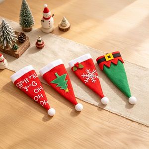QY Fournitures de décoration de Noël pour la maison et les fêtes, ensemble d'accessoires de table, mini-casquette de Père Noël en tissu non tissé, housses de couteau et fourchette de Noël - Product Image 1