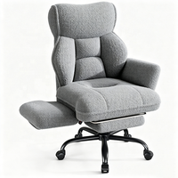 Chaise de bureau de direction pivotante en cuir rustique et velours Teddy, avec pieds croisés en boucle, style personnalisé