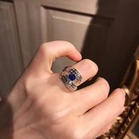 Bague bijoux haut de gamme Premier Vogue carré bleu royal avec design de banquet réglable élégant en cuivre luxueux