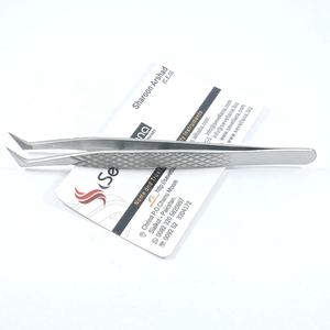 Pince à épiler d'extension de cils de volume russe en acier inoxydable avec belle poignée en diamant pointe en fibre pointue finition satinée - Product Image 4