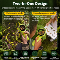 Endoscope et microscope 2-en-1 intelligent pour enfants, grossissement 500X, jouet portable d'étude de la nature, cadeau pour la vente en gros en supermarché B2B