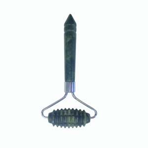 Rouleau de massage portable en jade Xiuyan vert foncé, outil de lifting facial pour le soin de la peau du visage, du cou et du corps, instrument de beauté - Product Image 2