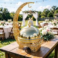 Réchaud alimentaire isotherme 8L en forme de lune dorée pour buffet d'hôtel, traiteur de mariage et banquets de petites entreprises