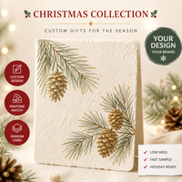 Carte de Noël personnalisée 5x7 pouces en carton avec impression aquarelle, motif gaufré à l'or, enveloppe incluse pour carte de vœux d'entreprise
