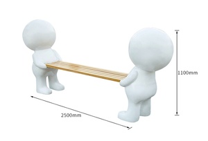Luxuriöser Y864 Weißer Tierförmiger Freizeitstuhl mit Männerskulptur Lange Sitzbank Modernes Design für Flughafen Einkaufszentrum Garten - Product Image 3