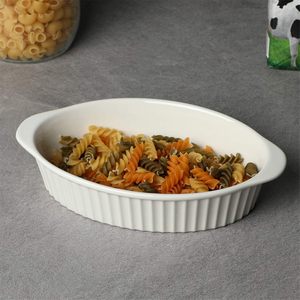 Petit plat à <span class=keywords><strong>gratin</strong></span> ovale en porcelaine, ustensiles <span class=keywords><strong>de</strong></span> cuisson avec double poignée pour la cuisine et la maison - Product Image 5