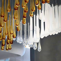Lustre en verre soufflé multicolore fait main sur mesure pour hall d'hôtel, villa moderne, salon, plafond, verre bleu, LED