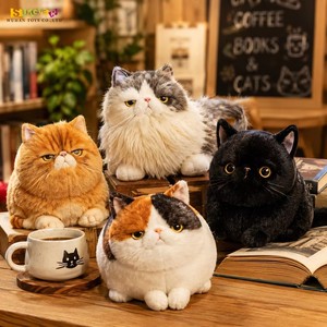 Peluche de <span class=keywords><strong>chat</strong></span> ronde et dodue en gros, poupée en peluche de <span class=keywords><strong>chat</strong></span> <span class=keywords><strong>persan</strong></span> à poils longs, <span class=keywords><strong>chat</strong></span> noir de simulation, jouet en peluche pour animaux de compagnie - Product Image 1