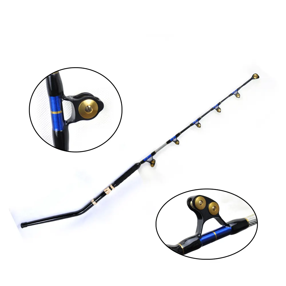 Topline Tackle Deep Sea Heavy 6' Boat Rod Fishing 130LBS Alu Bent Butt with Pac Bay Roller Guide Trolling Rods And Reels pesca