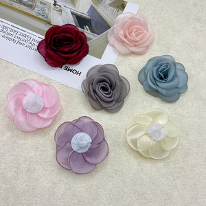 Organza Floral Fabric Flower 8.5cm Handmade DIY <b>Accessory</b> For Hair Clip <b>Wedding</b> Jewelry - Product Image 2