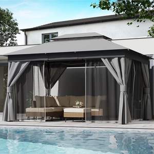 Gazebo de jardin en aluminium avec revêtement en poudre, 10'x13', avec boulons d'extension, tente de fête et abri robuste avec toits doubles - Product Image 1