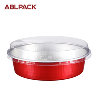 ABLPACK Neue Ideen Einweg Glück verheißende rote Folien box Behälter Lebensmittel verpackung Party Catering Dessert Lebensmittel behälter Backen
