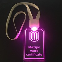 Étiquettes de badge lumineuses LED en acrylique MAZIPO personnalisables en gros, télécommandées, pour KTV, badges professionnels, remise des diplômes, Ramadan, Diwali