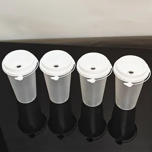 17 унций, 500 мл, прозрачные пластиковые чашки с крышками, одноразовые чашки с соломенными крышками для холодных напитков, молочный коктейль, смузи, холодный горячий кофе