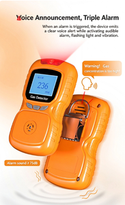 Détecteur de gaz portable, en plastique ABS, avec écran LCD, alarme sonore, lumineuse et vibrante, type diffusion, batterie 1800 mAh - Product Image 4