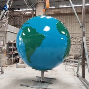 Centro de mesa World <span class=keywords><strong>Globe</strong></span>-Arte de tierra de fibra de vidrio grande para atrios corporativos y resorts de lujo (Tierra Dorada y azul, base personalizada) - Product Image 1